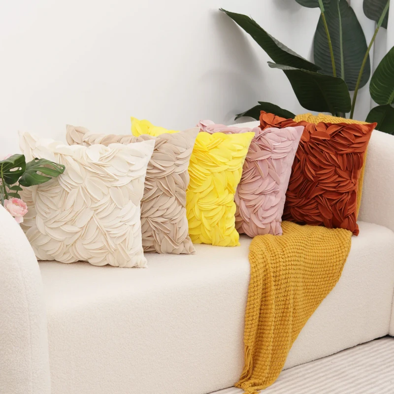 Home-Decorative-Sofa-Pillowcase-Handmade-Floral-Sublimation-Velvet-3D-Pillow-Covers-Leaf-Soft-Throw-Cushion-Case-for-Sofa-Couch