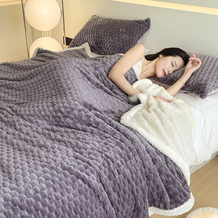 Home-Reversible-Custom-Logo-Velvet-Plush-Blanket-Thick-Fleece-Bed-Throw-Blanket
