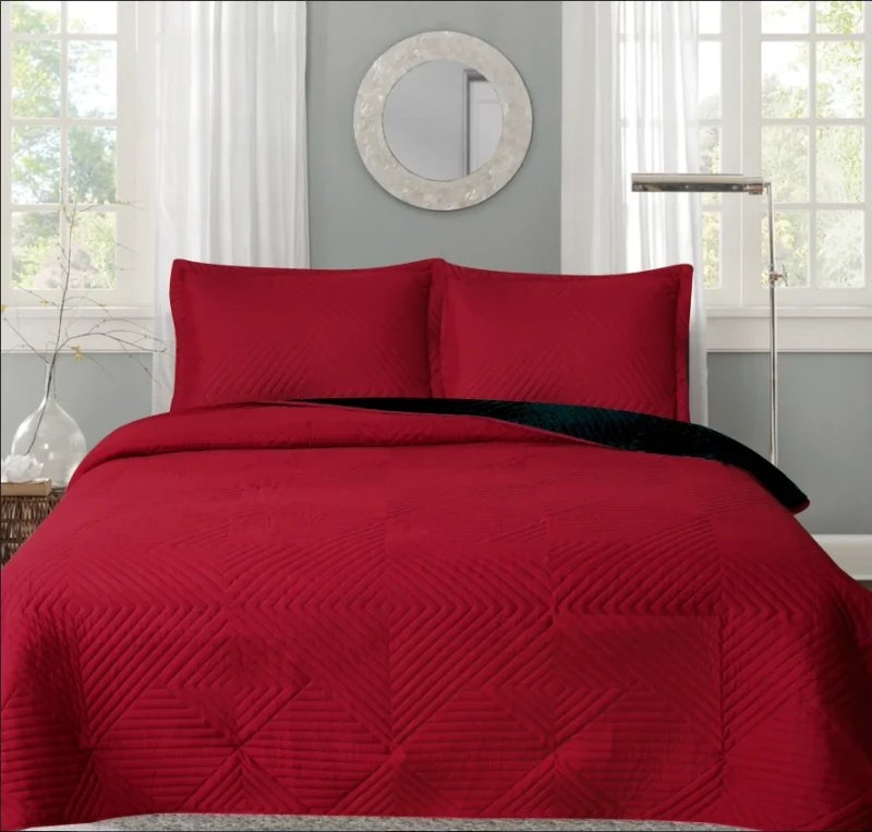 Home-Textile-3-Pcs-Embroidery-Vintage-Pattern-Quilt-Bedspread-Microfiber-Fabric-American-Style-Polyester-All-Season