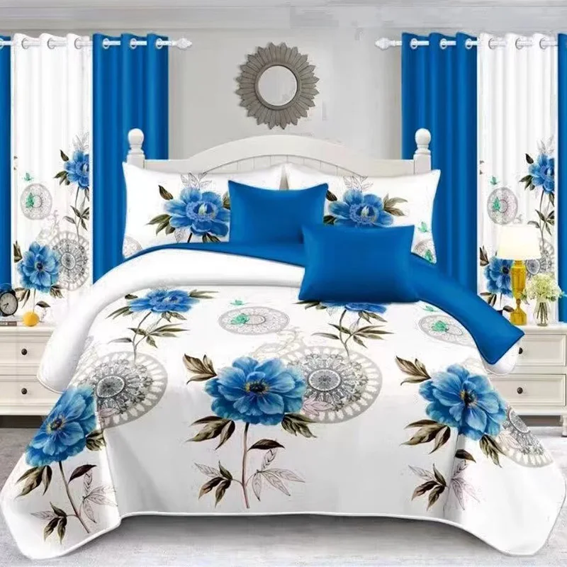 Home-Textiles-100-Polyester-11-Piece-Blue-Plain-Dyed-All-Season-Bedspread-Coverlet-Set-100TC-Grade-Customizable