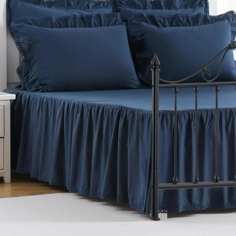 Home-Textiles-Bedroom-Fitted-Bedding-Set-Cotton-Bed-Skirt-Bedsheets-with-Ruffle-Bed-Skirt-Set