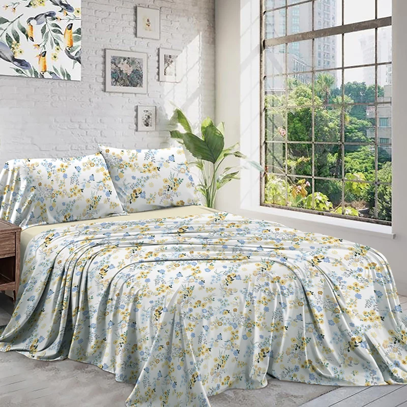 Honeymoon-100-Cotton-Printed-Double-Bed-Sheet-Set-Modern-Woven-Style-200TC-All-Season-Eco-Friendly