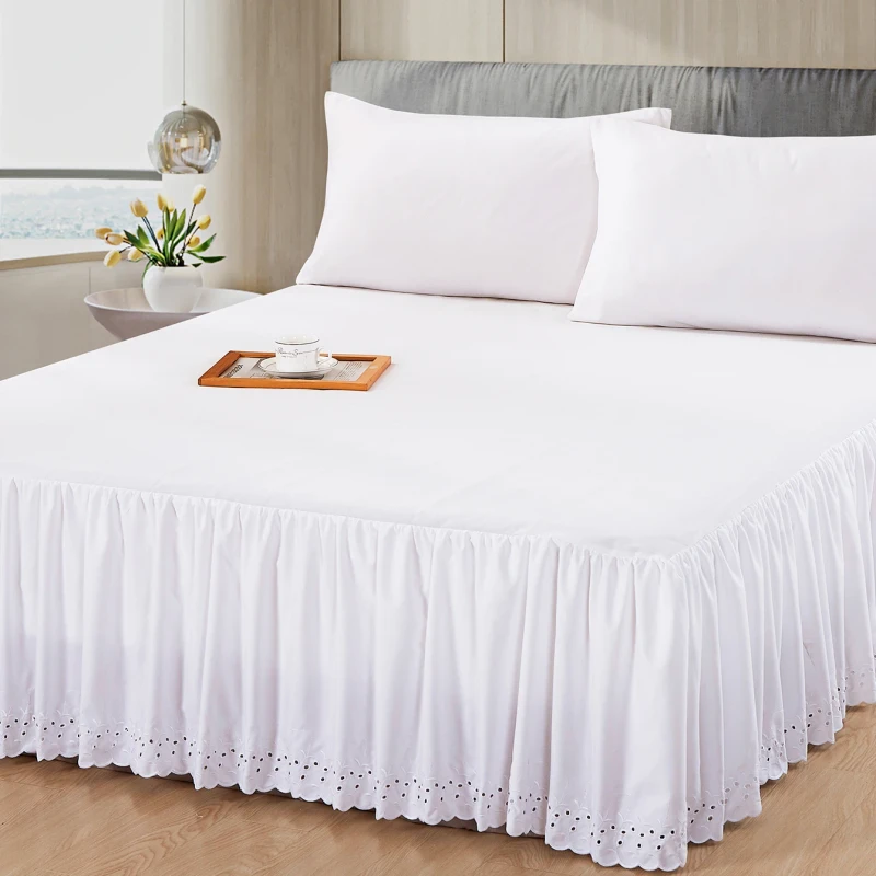 Honeymoon-Home-Textiles-Bed-Skirt-White-Embroidery-Lace-Sheets-Bedspread-Bedding-Skirt-for-Hotel