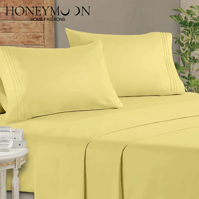 Honeymoon-Microfiber-Lightweight-Beddings-Embroidery-4-Piece-Bed-Sheet-Pillowcase-Set-for-Home