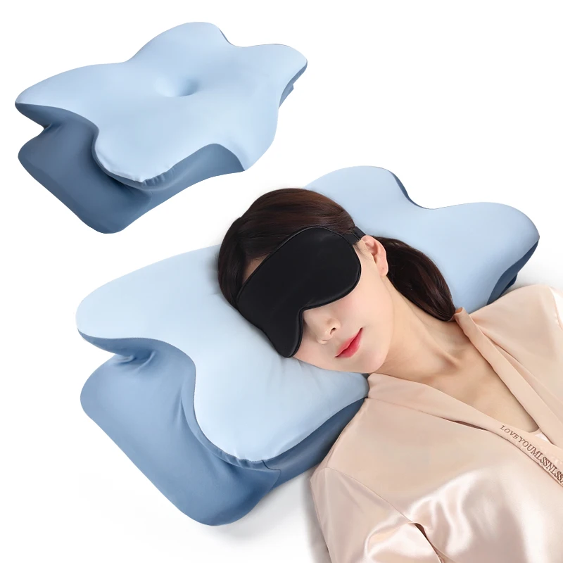 Horn-Pillow-Foam-Neck-Contour-Orthopedic-Cervical-Sleep-Memory-Foam-Pillow-Side-Sleeper-Butterfly-Pillow