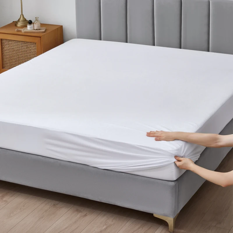 Hospital-Grade-Waterproof-Knitted-Mattress-Encasement-6-Sided-Bed-Bug-Proof-Protector-Plain-Style-for-Home-Use
