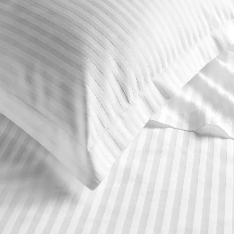Hotel-100-Cotton-Blend-250TC-Sateen-Stripe-King-Size-Flat-Bed-Sheet