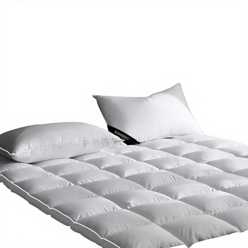 Hotel-Bed-Protectors-Winter-Down-Mattress-Topper-Thickened-Double-Layer-Feather-Pad-Pure-Cotton-Cover-White-Factory