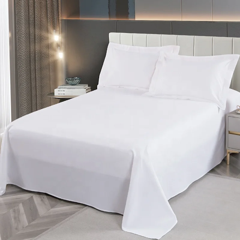 Hotel-Bed-Sheet-Set-White-Plain-100-Egyptian-Cotton-Flat-Sheet-Fitted-Sheet-Pillowcase-Bedding-Set