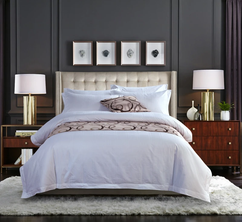 Hotel-Collection-White-Bedding-Queen-Bed-Sheet-Set-With-Pillowcase-4pcs-for-Hotel