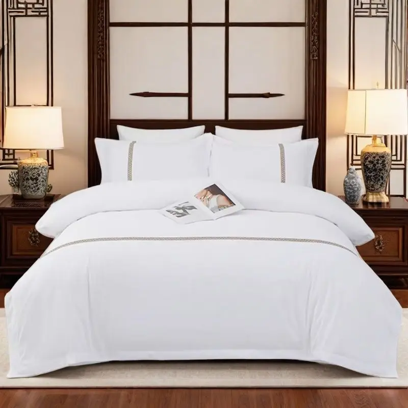 Hotel-Cotton-Bed-Sheets-Set-100-Cotton-Fitted-Sheets-White-4pcs-Flat-Bed-Sheet-Duvet-Cover-and-Pillowcases