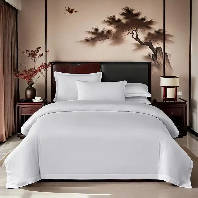 Hotel-Fast-Shipping-Cotton-Textile-Bedding-Set-White-Pillowcase-Bedsheet-Twin-Queen-King-Size-Duvet-Cover-Set