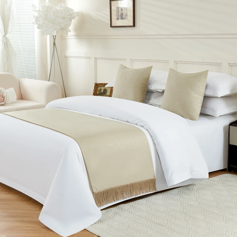 Hotel-Grade-Bed-Runner-Pillowcase-Set-Light-Luxury-Bed-End-Scarf-for-Decoration
