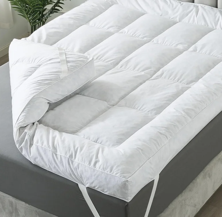 Hotel-Grade-Duck-Feather-Down-Pillow-Top-Bed-Topper-Breathable-Cooling-Mattress-for-Back-Pain-Folded-Folding-Mat-Form