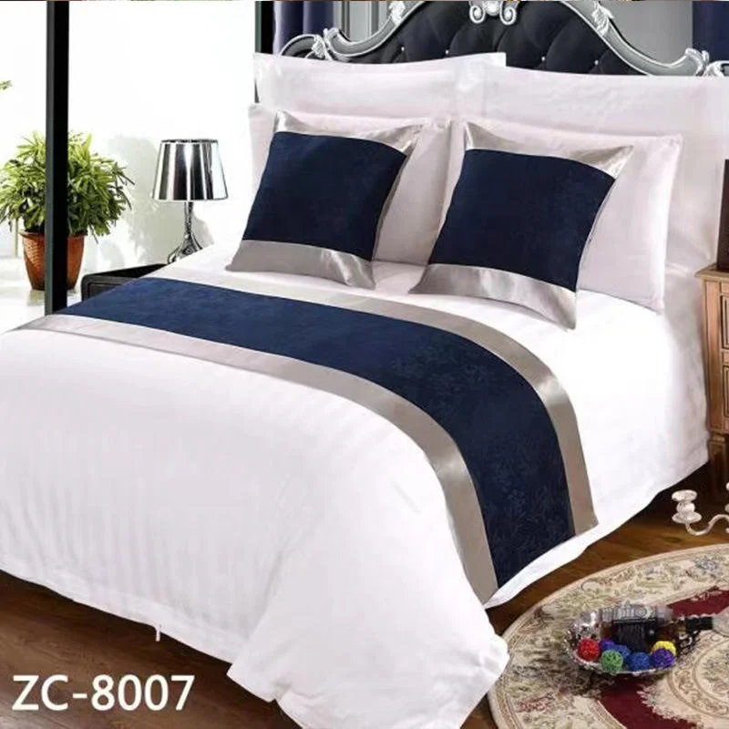 Hotel-Home-Cushions-and-Bed-Runners-Bed-Scarf-Runner-Blue-Bed-Runner-Throw