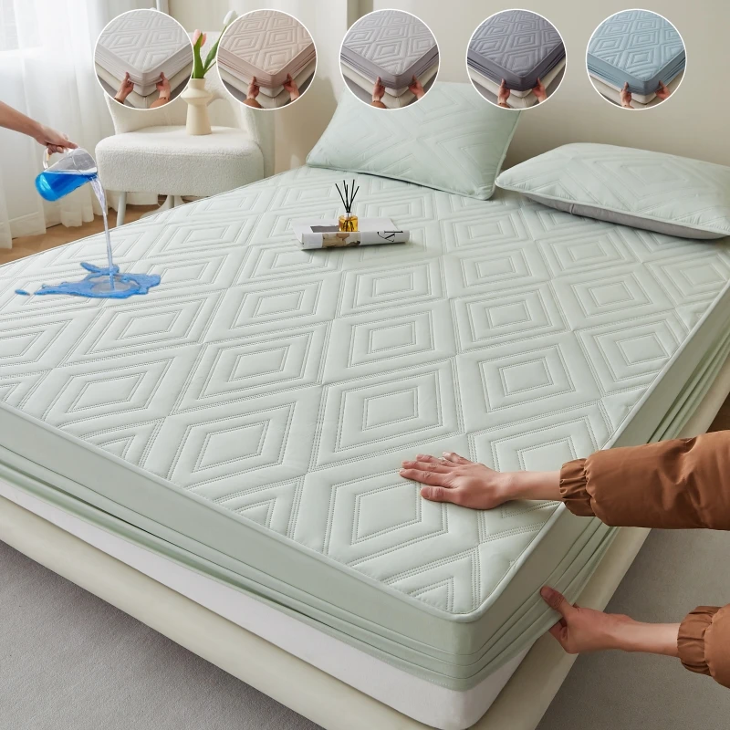 Hotel-Household-Plain-Color-Waterproof-Bed-Cover-Mattress-Protector-Bed-Sheet-Anti-fouling-Waterproof-Bed-Cover-2