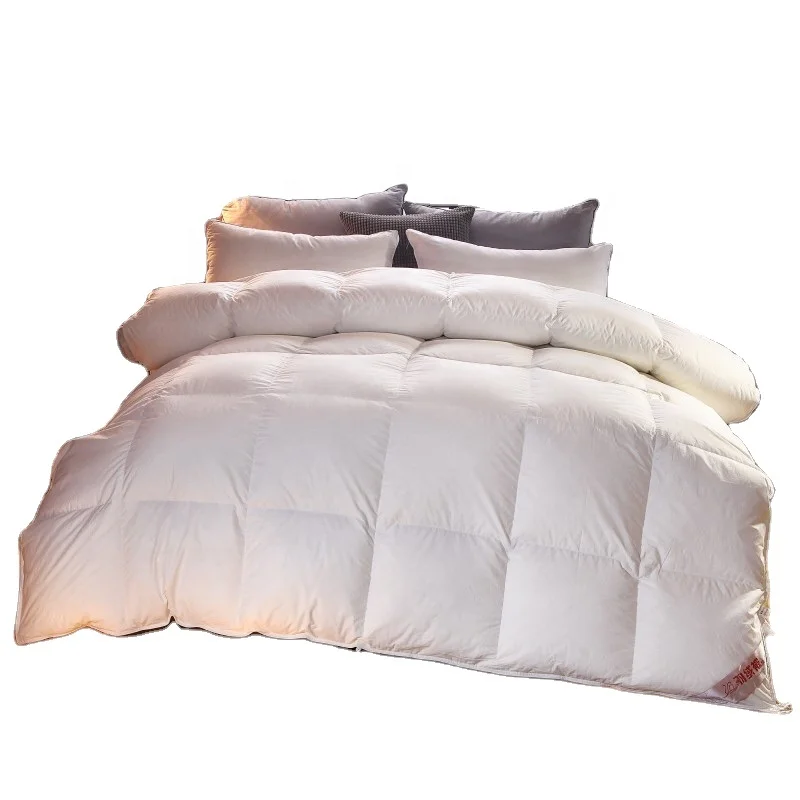 Hotel-Quality-Comfort-100-Cotton-All-Season-Quilted-Breathable-Comforter-Filled-with-Feather-Down-King-Size-Comforter