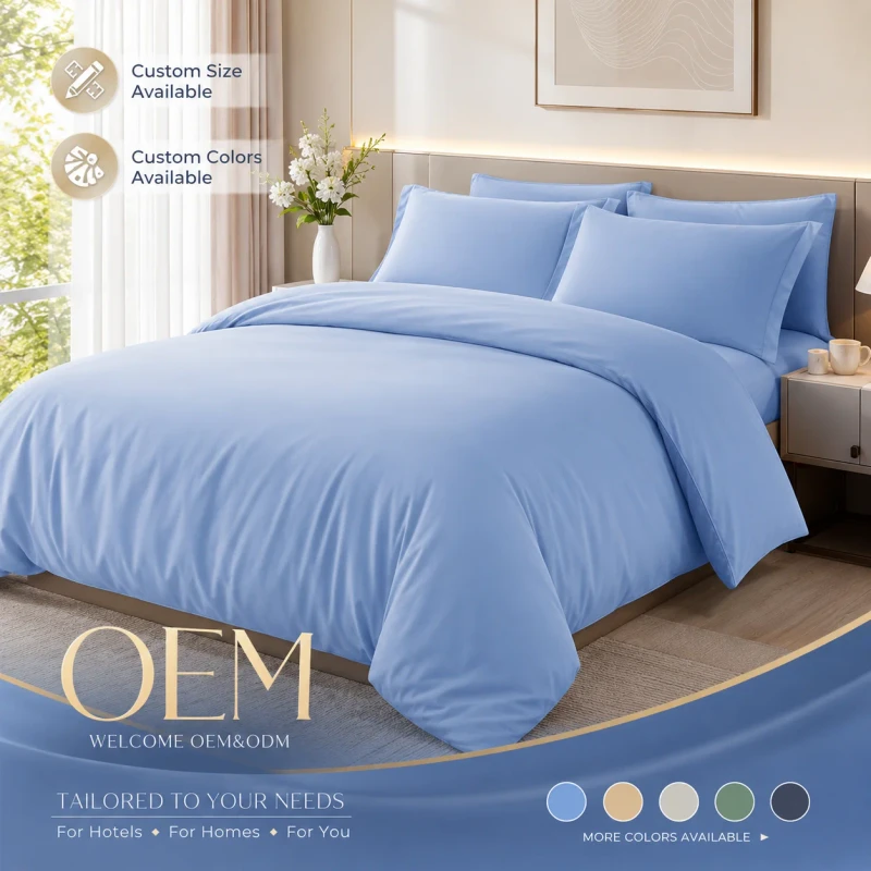 Hotel-Style-Plain-Bedding-Set-with-OEM-and-ODM-Custom-Size-Color-for