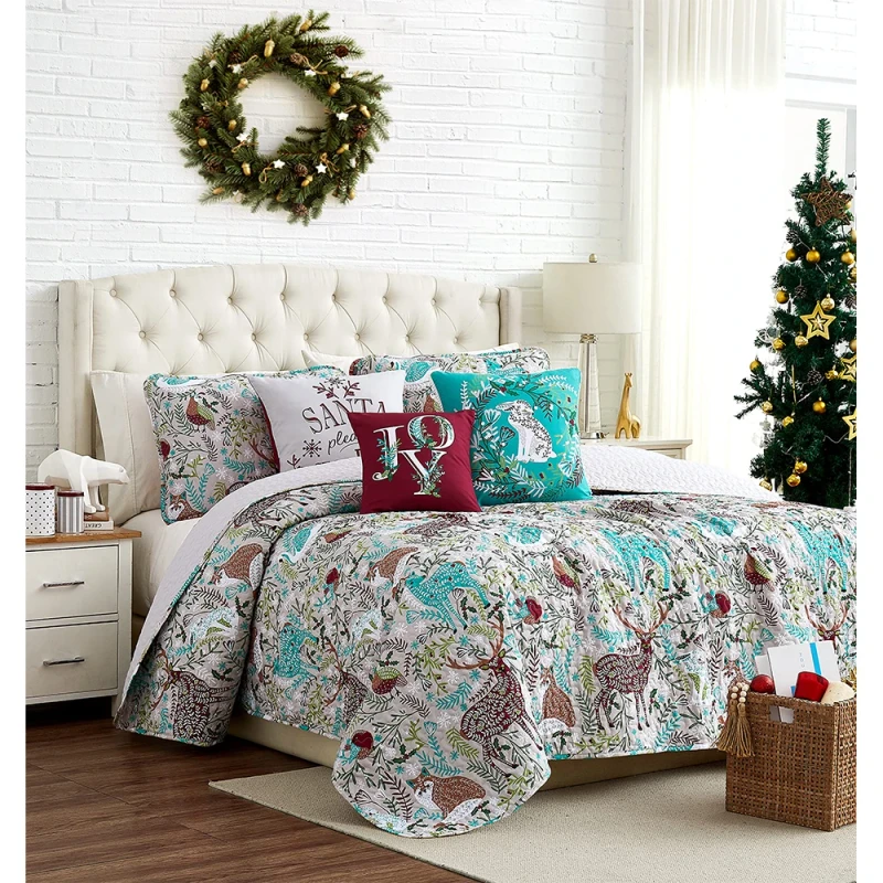 Hotel-Textile-Luxury-Soft-Bedding-Sheet-Animal-Branch-Christmas-Cotton-Quilted-Bedspread-4-Piece-Bedding-Set