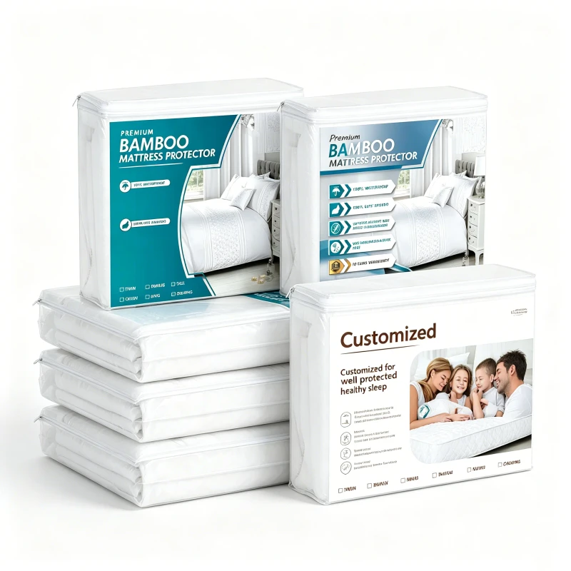 Hypoallergenic-Anti-Dust-Mite-Waterproof-Mattress-Protector-Terry-Cotton-Bamboo-Fiber-Breathable-Mattress-Encasement