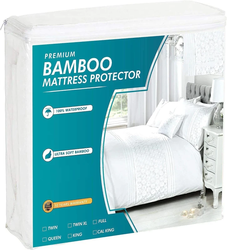 Hypoallergenic-Bamboo-Cotton-Terry-Waterproof-Bed-Cover-Fitted-Sheet-Waterproof-Mattress-Protector