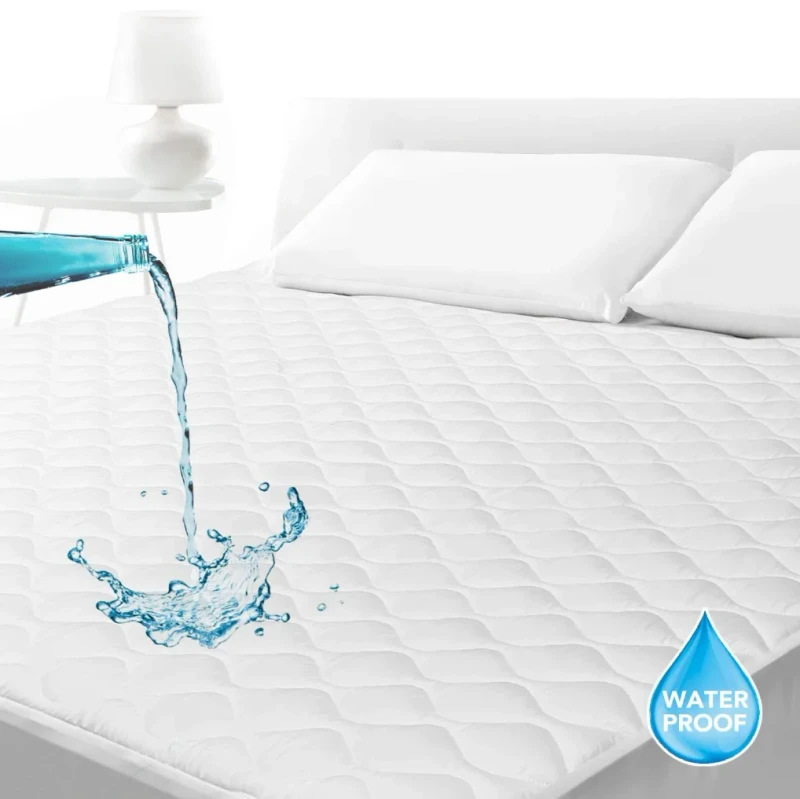 Hypoallergenic-Washable-Quilted-Waterproof-Mattress-Protector-Bed-Cover-White-Woven-100-Polyester-Fabric-Anti-Dust-Mite