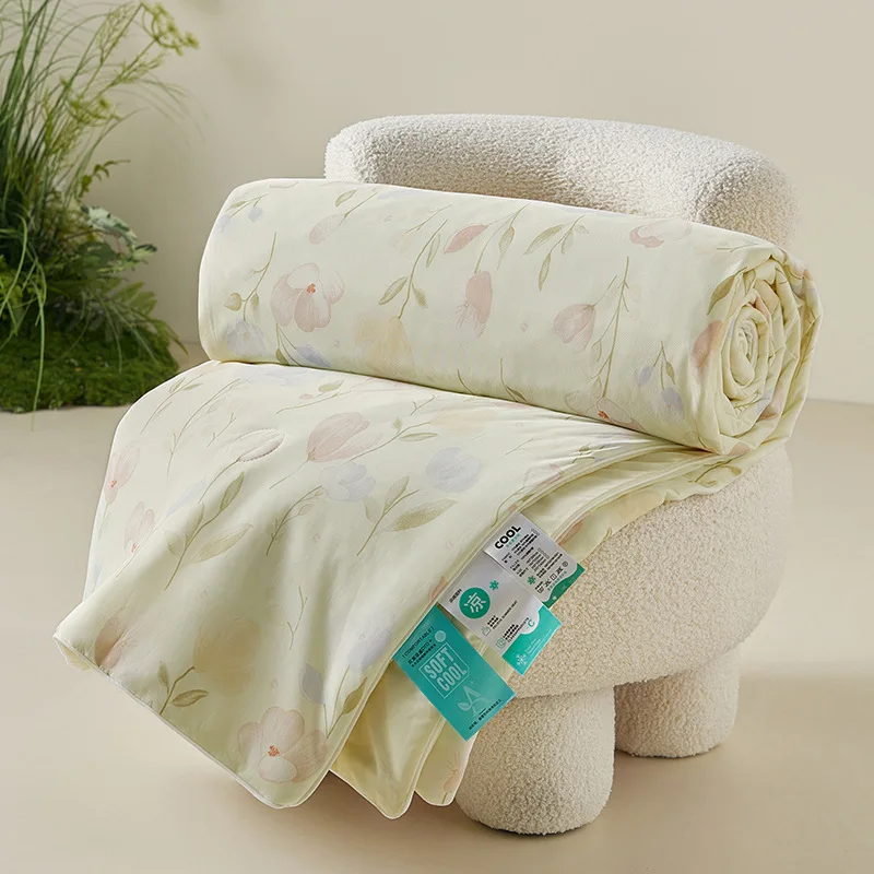 Ice-Cream-Cool-feeling-Silk-Summer-Cool-Quilt-Solid-Color-Air-conditioned-Quilt-Machine-washable-Silk-Thin-Quilt