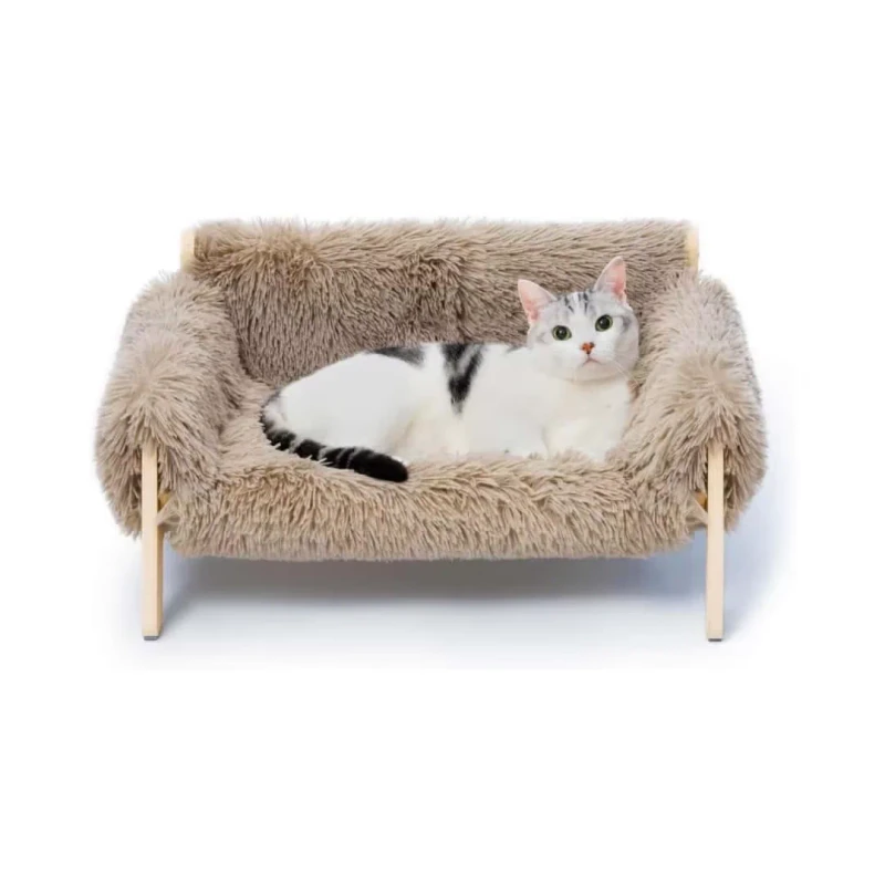 Indoor-Linen-Pet-Bed-for-Cats-Dogs-Small-Animals-Detachable-Wooden-Sofa-Bed-Removable-Cover-Solid-Pattern-Box