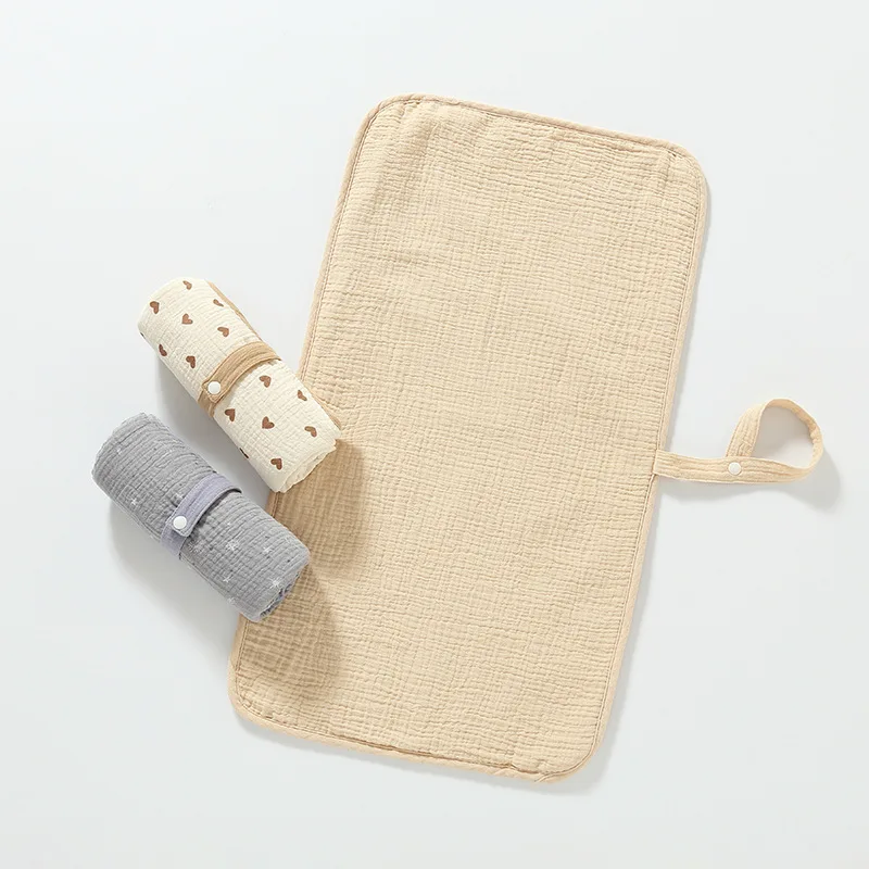 Infant-Waterproof-Breathable-Cotton-Gauze-Changing-Pad-Newborn-Portable-Soft-Solid-Color-Cover-Washable-Baby-Diaper-Pad