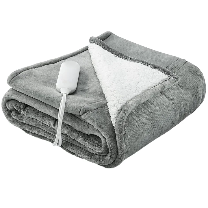 Infrared-Electric-Heated-Quilted-Flannel-Sherpa-Reversible-Fast-Heating-Throw-Blanket-for-Home