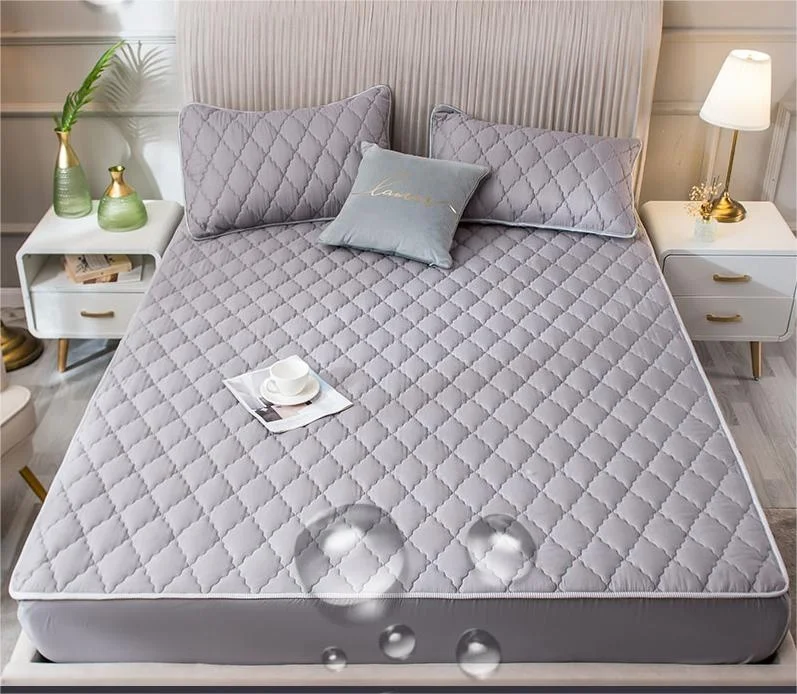Jacquard-Breathable-Fitted-Sheet-Mattress-Protector-Thick-Waterproof-Quilted-Bed-Cover-40-Solid-Mixed-Colors-for-Living-Room