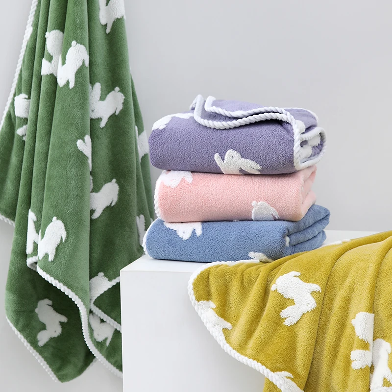 Jacquard-Cartoon-Microfiber-Quick-Dry-Soft-Super-Absorbent-Capacity-Custom-Logo-Home-Coral-Fleece-Bath-Towel
