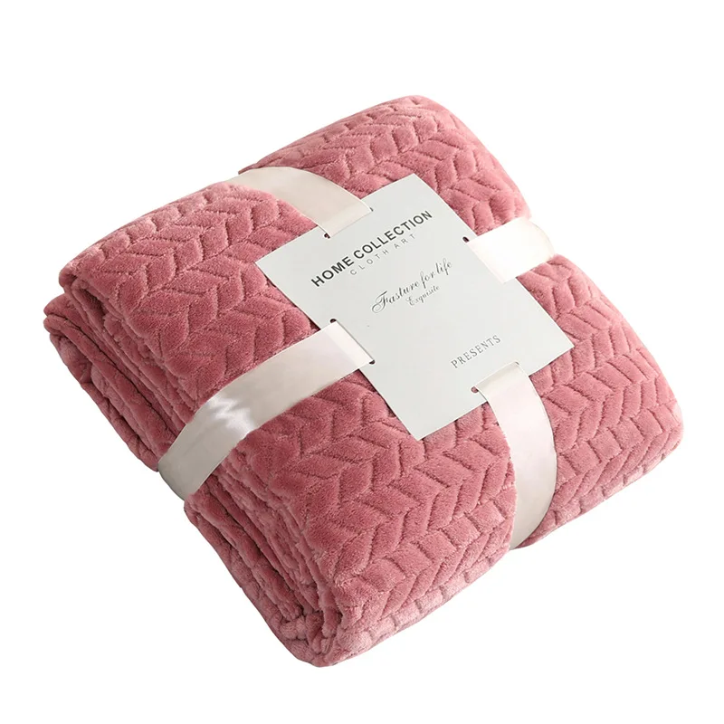 Jacquard-Flannel-Blanket-Solid-Color-Thickened-Gift-Coral-Fleece-Throw-Blanket