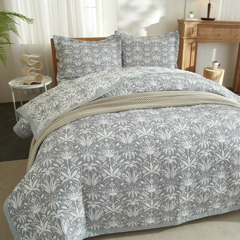Jacquard-Floral-Pattern-Super-Soft-Home-Textile-Bedspread-Coverlet-Set-Cotton-Polyester-Quilt-Bedding