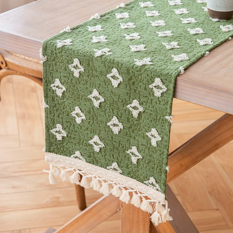 Jacquard-Woven-Star-Cut-Flower-Decoration-Table-Runner-Polyester-Cotton-Long-Table-Flag-Piano-Cover-Bed-End-Towel