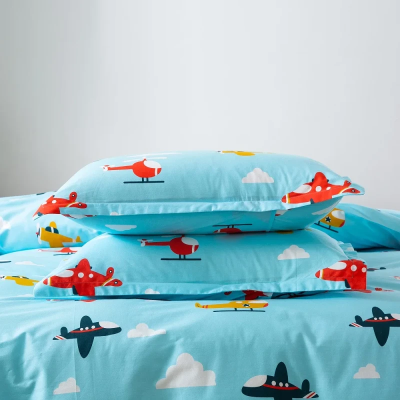 Kids-Bed-Duvet-Cover-Sheets-Double-Size-100-Cotton-Bedding-Set-with-Geometric-Pattern-Colorful-Cot-Bedding