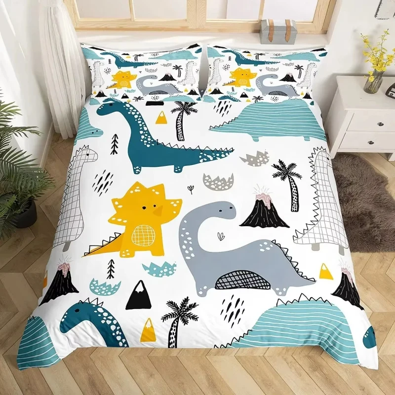 Kids-Bedding-Set-Cute-Cartoon-Dinosaur-Pattern-Duvet-Cover-for-Boys-Children-Lovely-Animal-World-Bedroom-Decor-Geometry-Stripe
