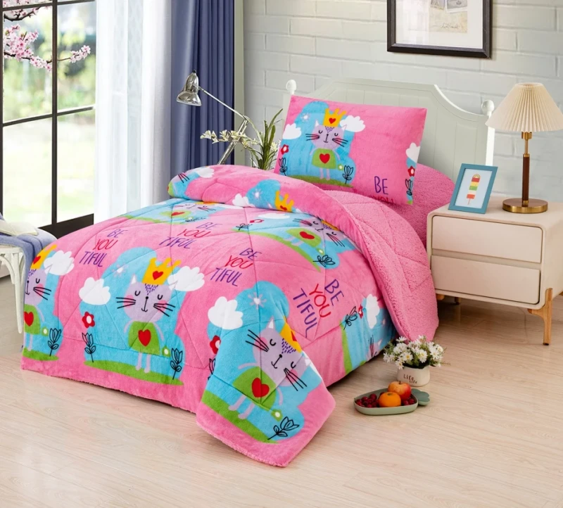 Kids-Comforter-Set-Cute-Warm-Children-Baby-Fleece-Bedding-Set-Duvet-Set