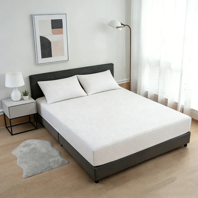 King-Queen-Size-White-Gray-Earth-Grounded-Bed-Sheet-5-Pure-Silver-Fiber-95-Organic-Cotton-Flat-Plain-Fitted-Design