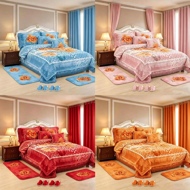 King-Size-12PCS-Blanket-Set-2-Ply-Thick-Soft-Reversible-Plush-Winter-Warm-Raschel-Blanket-Fade-Resistant