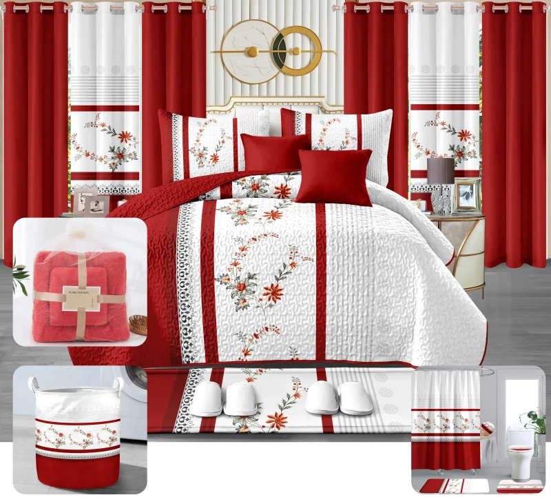 King-Size-24-Piece-Microfiber-Bedding-Set-with-Matching-Curtains-Quilt-Comforter-Set