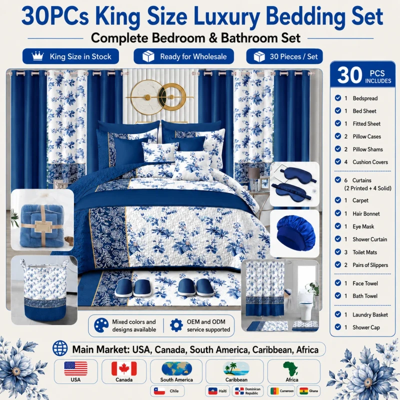King-Size-30PCs-Bedspread-Set-Luxury-Floral-Bedding-Set-with-Curtains-Pillowcases-Bath-Mat-and-Accessories