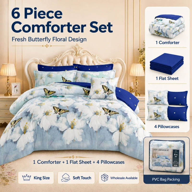 King-Size-6-Piece-Comforter-Set-Floral-Printed-Microfiber-Bedding-Set