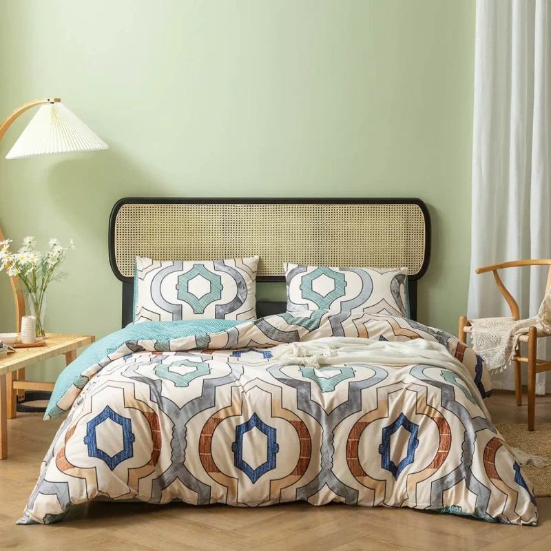 King-Size-Cotton-Bedding-Set-4Pcs-Geometric-Printed-Quilt-Cover-Set-100-Cotton-Bed-Linen-for-Bedroom
