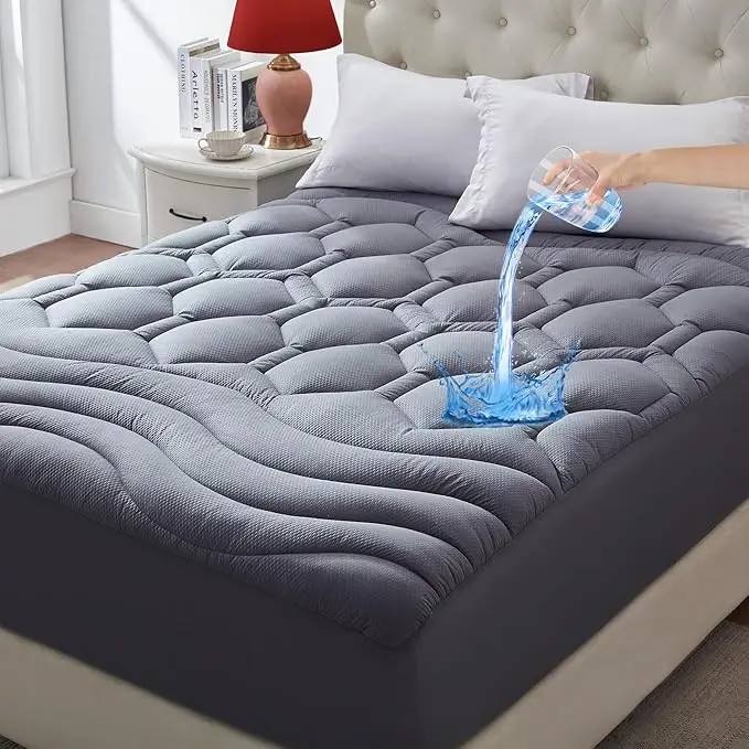 King-Size-Microfiber-Waterproof-Cooling-Noiseless-Leak-Proof-Mattress-Pad-Protector-Machine-Washable-Quilted-Fitted-Cover