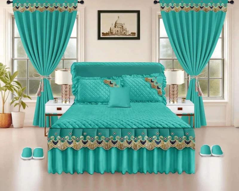 King-Size-Thickened-Bedspread-Elegant-12-Piece-Bed-Skirt-with-Curtain-Bedding-Set-for-Home-Hotel-Room