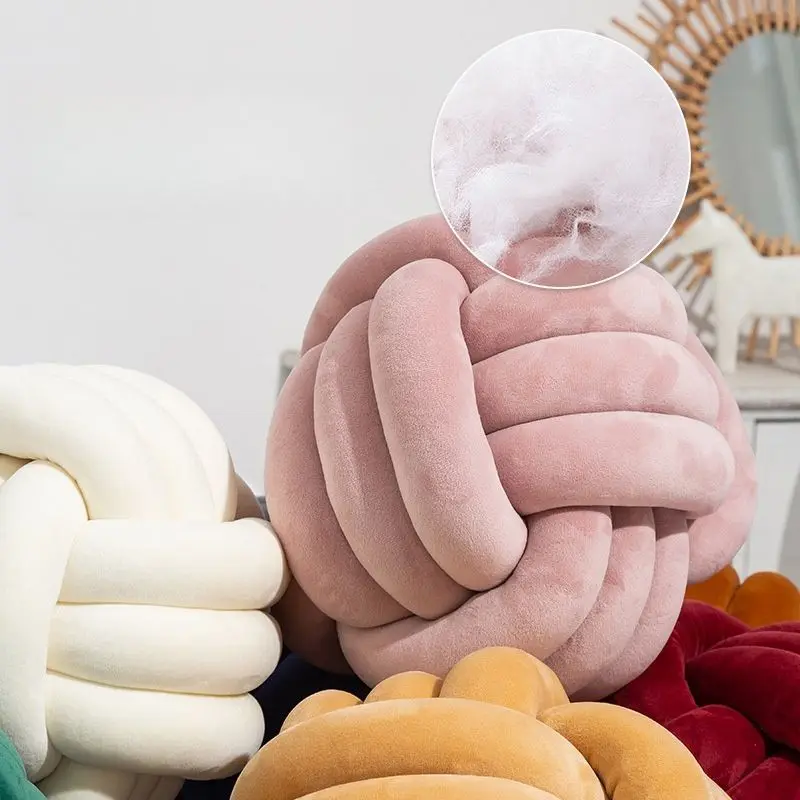 Knot-Ball-Soft-Home-Decorative-Pillows-Handmade-Knotted-Plush-Pillow-Round-Boucle-Cushion-Sofa-Round-Throw-Pillow