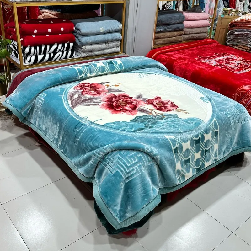 Korean-Cloud-Bed-Blanket-5kg-200x230-Flower-Embossed-2-Ply-Mink-Raschel-Blanket