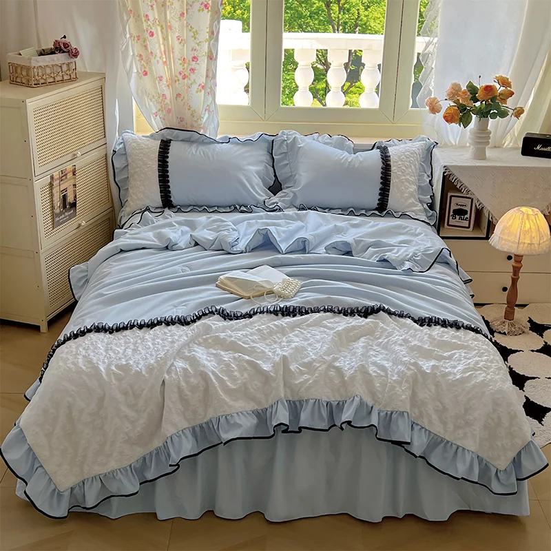 LS-All-Season-French-Style-4-Piece-Queen-Korean-Lace-Quilt-Set-with-Bed-Sheet-and-Pillowcases-Home-Hotel-Use-Polyester
