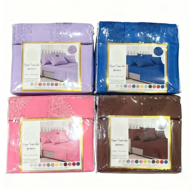 Lace-Design-100-Polyester-Microfiber-Solid-Color-Brushed-Sheet-Set-Home-and-Hotel-Bedsheets-with-Fitted-Flat-Sheets